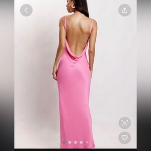 Pink silk low back dress